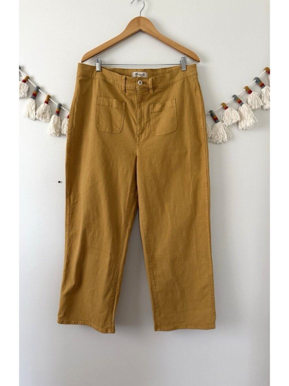 Madewell Emmett 2.0 Wide Leg Crop Pants Earthen Gold Denim Stretchy Retro Boho33
